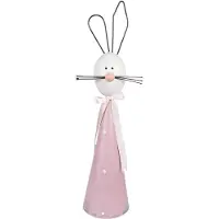 Clayre & Eef Decoratie Beeld Konijn 60 cm Wit Roze IJzer Wit