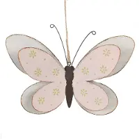 Clayre & Eef Decoratie Hanger Vlinder 22 cm Roze IJzer Roze