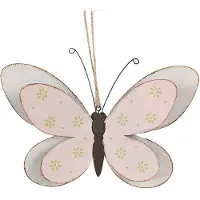 Clayre & Eef Decoratie Hanger Vlinder 16 cm Roze IJzer Roze