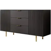 Meubella Dressoir Nicola - Mat zwart - 150 cm
