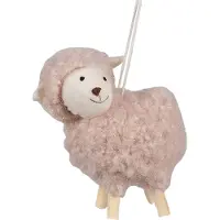 Clayre & Eef Paashanger Schaap 8 cm Roze Synthetisch Decoratie Hanger Roze Decoratie Hanger