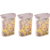 PlasticForte Voedselcontainer strooibus - 3x - lichtroze - inhoud 1 liter - kunststof - 15x7x19 cm
