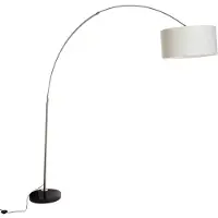 QAZQA Booglamp staal stofkap wit 50 cm - XXL
