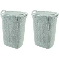 Curver Knit Wasmand met deksel - 57 l - Set van 2 - Blauw/Grijs