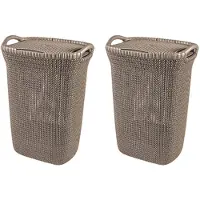 Curver Knit Wasmand met deksel - 57 l - set van 2 -Bruin