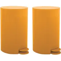 Spirella MSV kleine pedaalemmer - 2x - kunststof - saffraan geel - 3L - 15 x 27 cm - Badkamer/toilet - Pedaalemmers