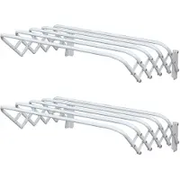 Spirella MSV Uitschuifbaar wasgoedrekje/droogrek - 2x - 3m waslijn - wit - 60 cm - Hangdroogrek