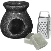 Ideas 4 Seasons Ideas4seasons Amberblokjes/geurblokjes cadeauset - eucalyptus - inclusief geurbrander en mini rasp - Geurbranders