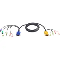 Aten 1.8M PS/2 KVM Kabel met 3 in 1 SPHD en Geluid - 1,8 m - PS/2 - PS/2 - VGA - Zwart - HDB-15 - 2 x PS/2 - 2 x 3.5mm