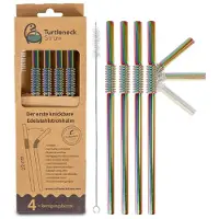SmartaSaker Rietje Buigbaar Roestvrijstaal Regenboog (Set van 4 Stuks)