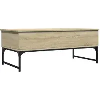 vidaXL Salontafel 100x50x40 cm bewerkt hout en metaal sonoma eiken