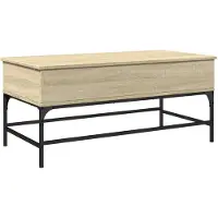 vidaXL Salontafel 100x50x45 cm bewerkt hout en metaal sonoma eiken