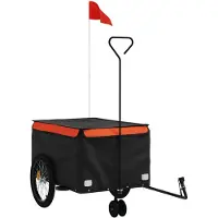 vidaXL Fietstrailer 45 kg ijzer zwart en oranje