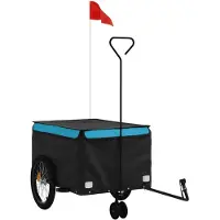 vidaXL Fietstrailer 45 kg ijzer zwart en blauw