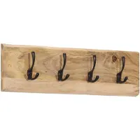vidaXL Wandkapstok met 4 haken massief mangohout