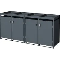 ML-Design Afvalbakkenhouder Rudy | staal grijs 264x80x124 cm afvalemmers | NADUVI