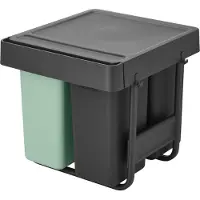 Brabantia Sort & Go Inbouw Prullenbak - 10 + 10 + 20 liter - Jade Green en Dark Grey