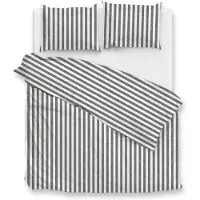 Zo! Home Dekbedovertrek Banda-di-Lino Dark-Grey Katoen-240 x 200 / 220 cm | Lits-Jumeaux
