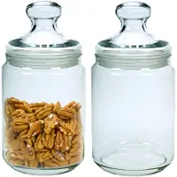 Luminarc Set van 2x stuks voorraadpotten/bewaarpotten 1000 ml glas met glazen deksel - Voorraadpot