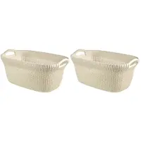Curver Knit Wasmand - 40L - set van 2 - Gebroken wit