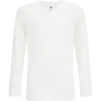We fashion - Jongens basic T-shirt met V-hals - Regular fit - Wit - Katoen - Maat: 134/140