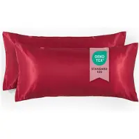 Blumtal Set van 2 Satijnen Kussenslopen - 50 x 70 cm - Kussensloop Satijn - Satijnen Kussensloop - Rood