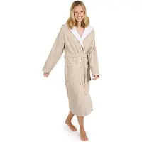 Blumtal Badjas Katoen Dames - Katoenen Badjas - Zachte Badjas - Met Capuchon - Fluweelzachte Badstof - Oeko-TEX Gecertficeerd - Taupe - Maat L