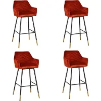 Bronx71 Velvet barkruk Fiona koper 65-78 cm - Barkrukken set van 4 - barstoel