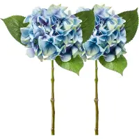 Emerald Kunstbloem hortensia tak - 2x - Challenge - 47 cm - blauw - kunst zijdebloem - Hydrangea
