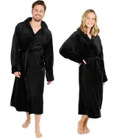 Blumtal Badjas Unisex - Dames en Heren Badjas - Fleece Badjas met Capuchon - met Zakken - Zwart - Maat XL
