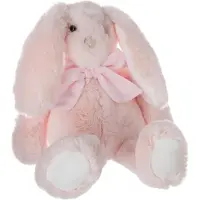 Atmosphera Knuffeldier konijn met strikje - zachte pluche stof - knuffels - lichtroze - 30 cm