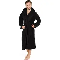 Blumtal Badjas Katoen - Katoenen Badjas - Zachte Badjas met Capuchon - 100% Katoen - Zwart - Maat S