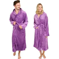 Blumtal Badjas Unisex - Dames en Heren Badjas - Fleece Badjas met Capuchon - met Zakken - Lila - Maat XL