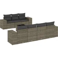 vidaXL 8-delige Loungeset met kussens poly rattan grijs