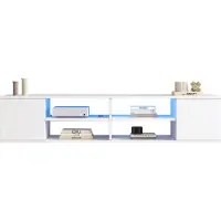 Merax TV-Meubel met LED-Verlichting - TV Kast Staand en Hangend - TV Meubel - Wit