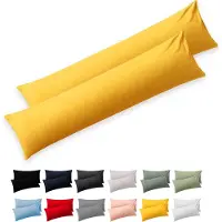 Blumtal - Set Van 2 Kussenslopen - Superzachte Premium Jersey Kussenhoes - 100% Katoen - 40 x 145 cm - Geel