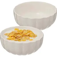 Secret De Gourmet Soepkommen/serveer schaaltjes - 2x - Delphi - porselein - D15 x H7 cm - ivoor wit