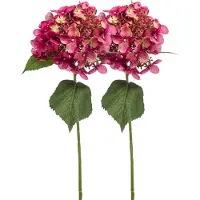Emerald Kunstbloem hortensia tak - 2x - 50 cm - fuchsia - kunst zijdebloem - Hydrangea - decoratie bloem