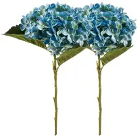 Emerald Kunstbloem hortensia tak - 2x - Annabelle - 52 cm - blauw - Kunst zijdebloem - Hydrangea