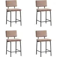 Bronx71 Velvet barkruk Espen taupe 64-77 cm - Barkrukken set van 4 - barstoel