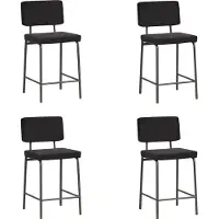 Bronx71 Velvet barkruk Espen zwart 64-77 cm - Barkrukken set van 4 - barstoel