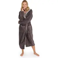 Blumtal Badjas Katoen Dames - Katoenen Badjas - Zachte Badjas - Met Capuchon - Fluweelzachte Badstof - Oeko-TEX Gecertficeerd - Antraciet - Maat S