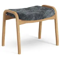 Swedese Lamino voetenbankje Eik geolied/schapenvacht Charcoal (donkergrijs)