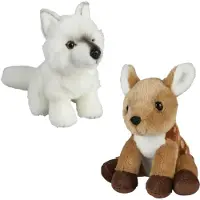 Ravensden Knuffeldieren set wolf en hertje pluche knuffels 18 cm - Knuffeldier