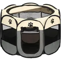 Springos Puppyren | Hondenren | Opvouwbare dierenren | 114 cm | Grijs/Zwart/Beige