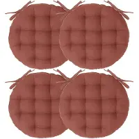 Atmosphera Stoelkussen rond - 4x - terracotta - katoen - 38 x 6.5 cm - wicker zitkussen - tuinstoelkussens