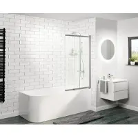 Luca Varess Vetras uitschuifbare badwand 100 cm helder glas glanzend zilver profiel