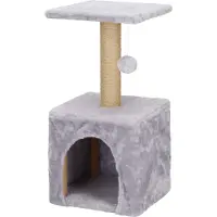 Springos Krabpaal - 3 Etages - Voor Katten - Meubelbescherming - 31X31X62 cm - Grijs