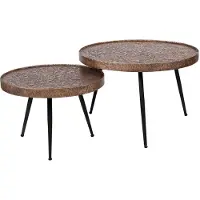 Hoyz Collection salontafel rond metallic kleurig set van 2