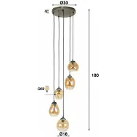 Hoyz hanglamp 5l mix getrapt mix amberkleurig glas